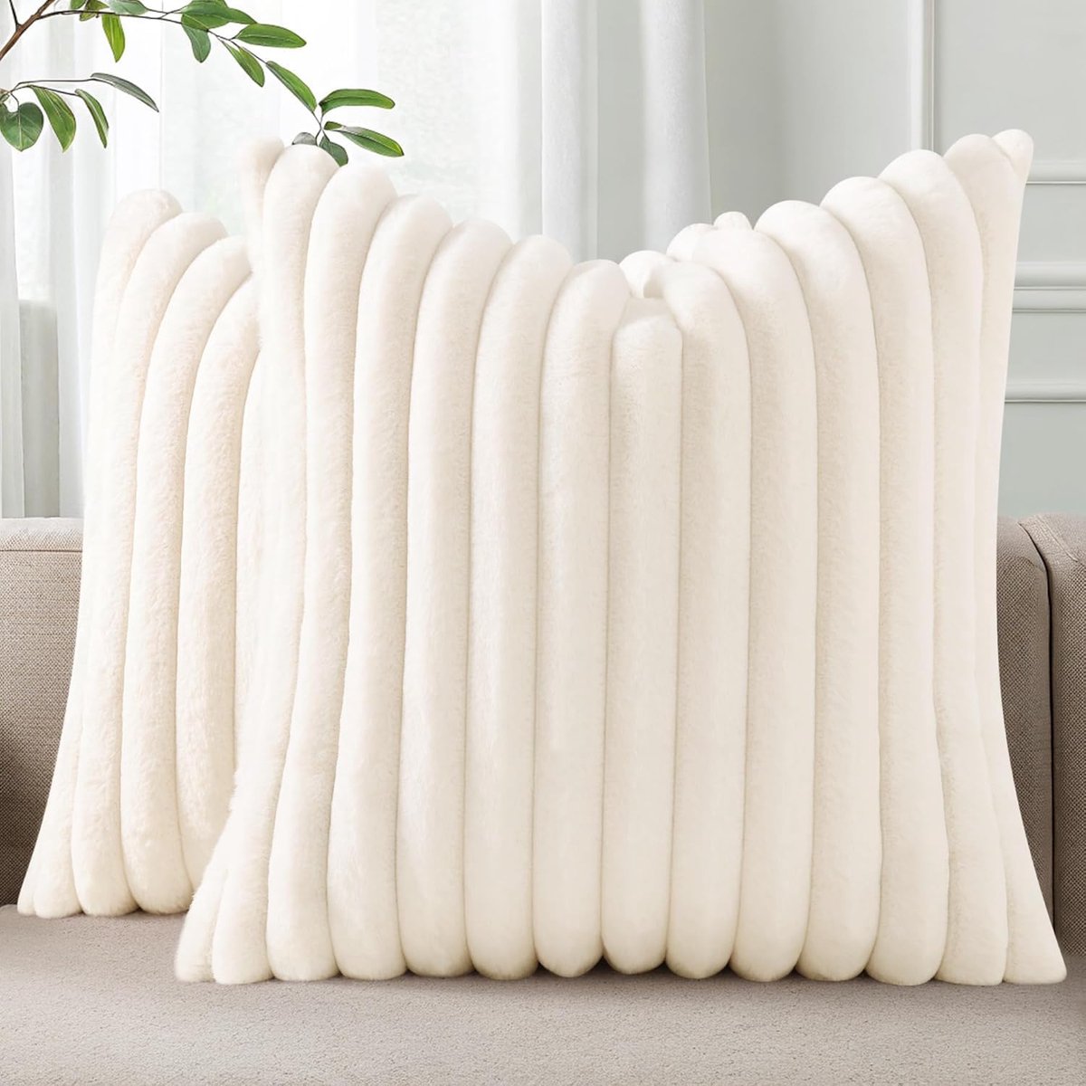Kussenhoes - Set van 2 - 45 x 45 cm - Fluweel - Met Rits