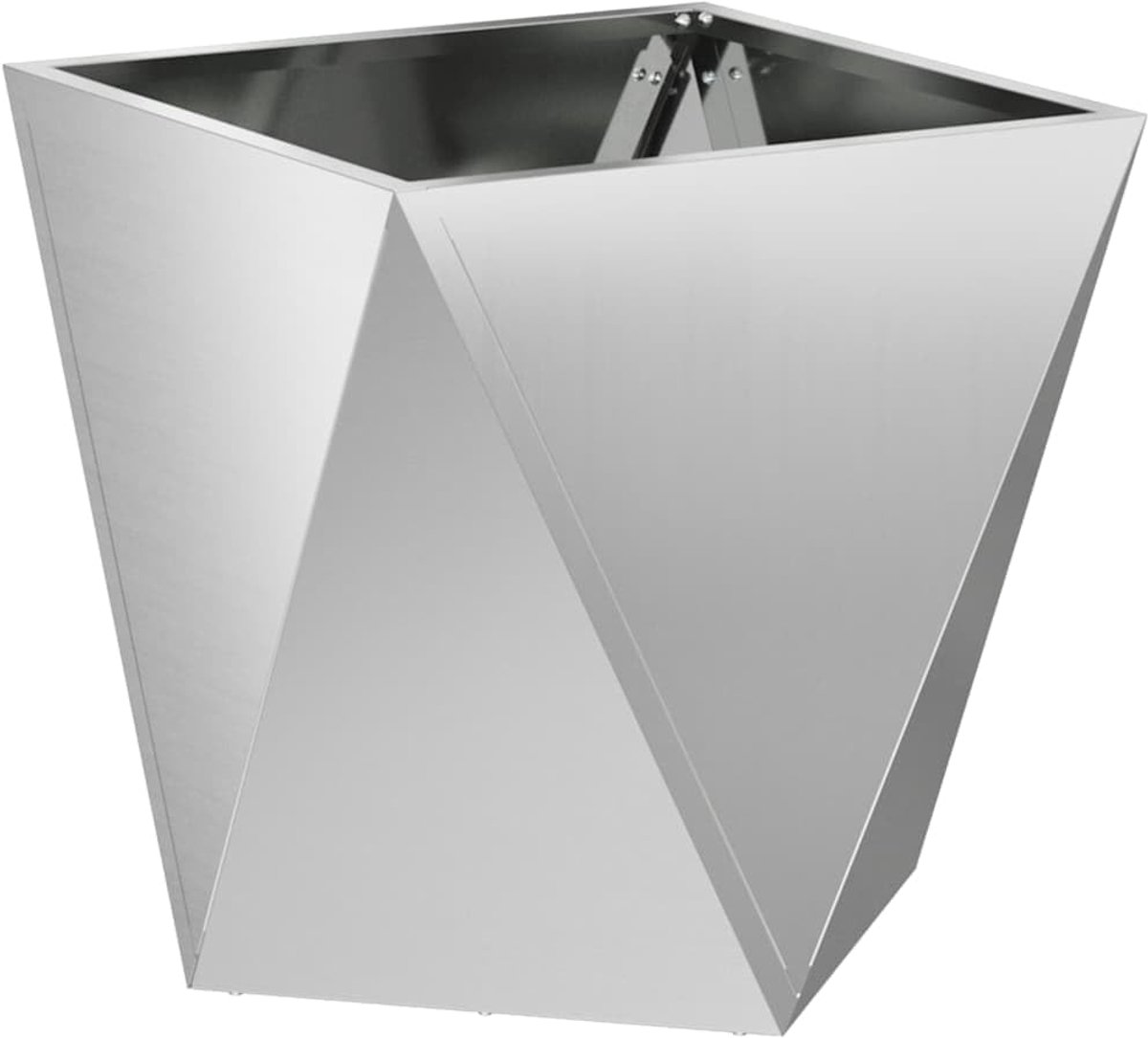 Stalen plantenbak, zilver, 50 x 50 x 50 cm, rechthoekige tuinplantenbak van verzinkt staal voor buiten, robuuste plantenbak met gegolfde zijkanten en geïntegreerde basis