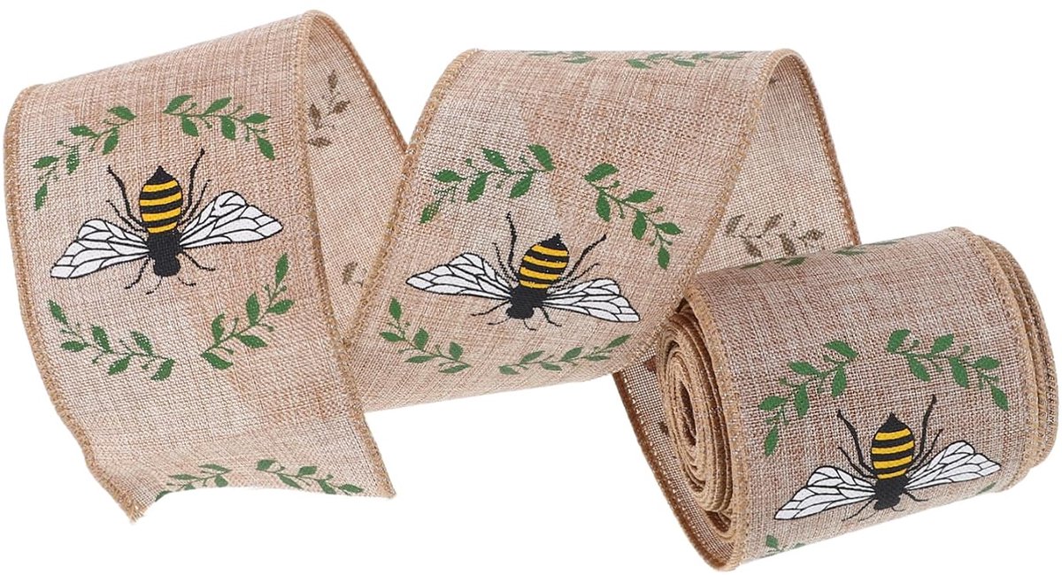 1 Rol Bijenband Ambachten Bandjes Voor Het Inpakken Van Boeketten Krans Lint Wikkel Lint Lente Bijenlint Inpaklint Voor Cadeautjes Bloemstukken Linten Paasfeestlinten Polyester