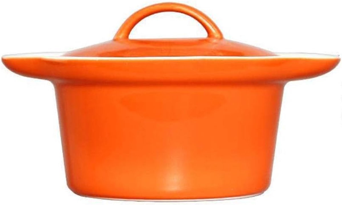 Gebakken Rijstkom Oven Keramische Salade Bowl met LidOrange*2