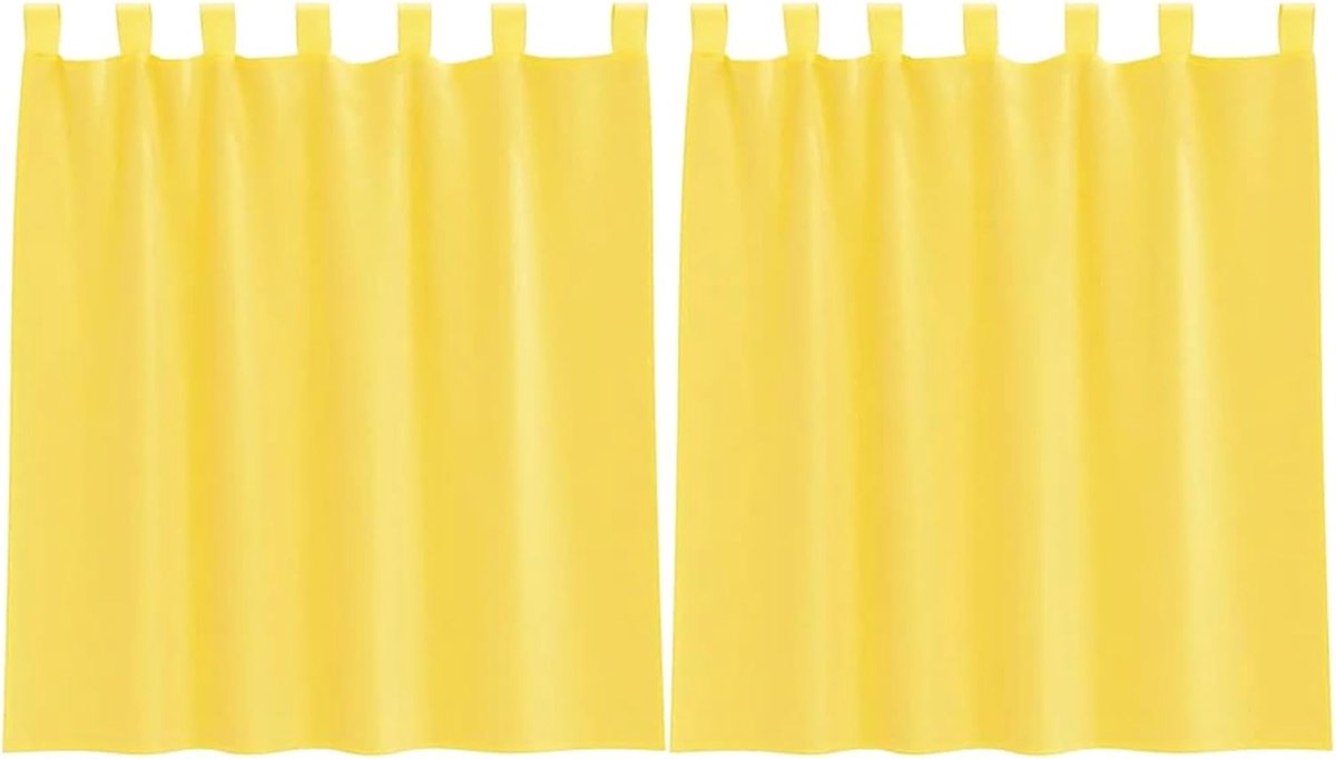 Gordijnen met lussen, 2 stuks, geel, 140 x 140 cm, lichtdoorlatend polyester, semi-transparant, voor woonkamer, slaapkamer, keuken