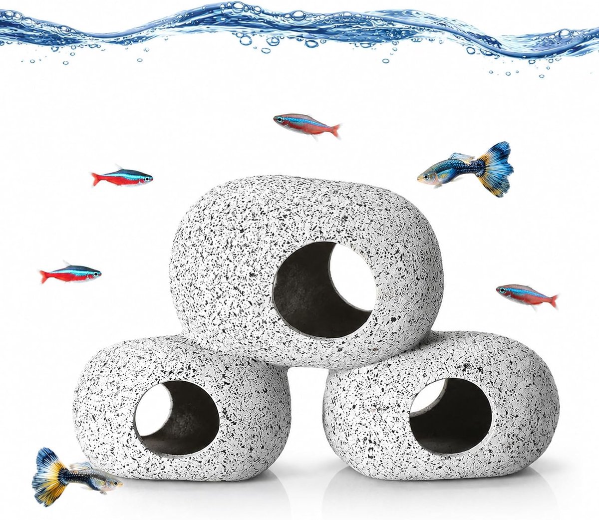 Aquariumholt met 7 gaten, decoratie voor aquarium, hol, keramiek