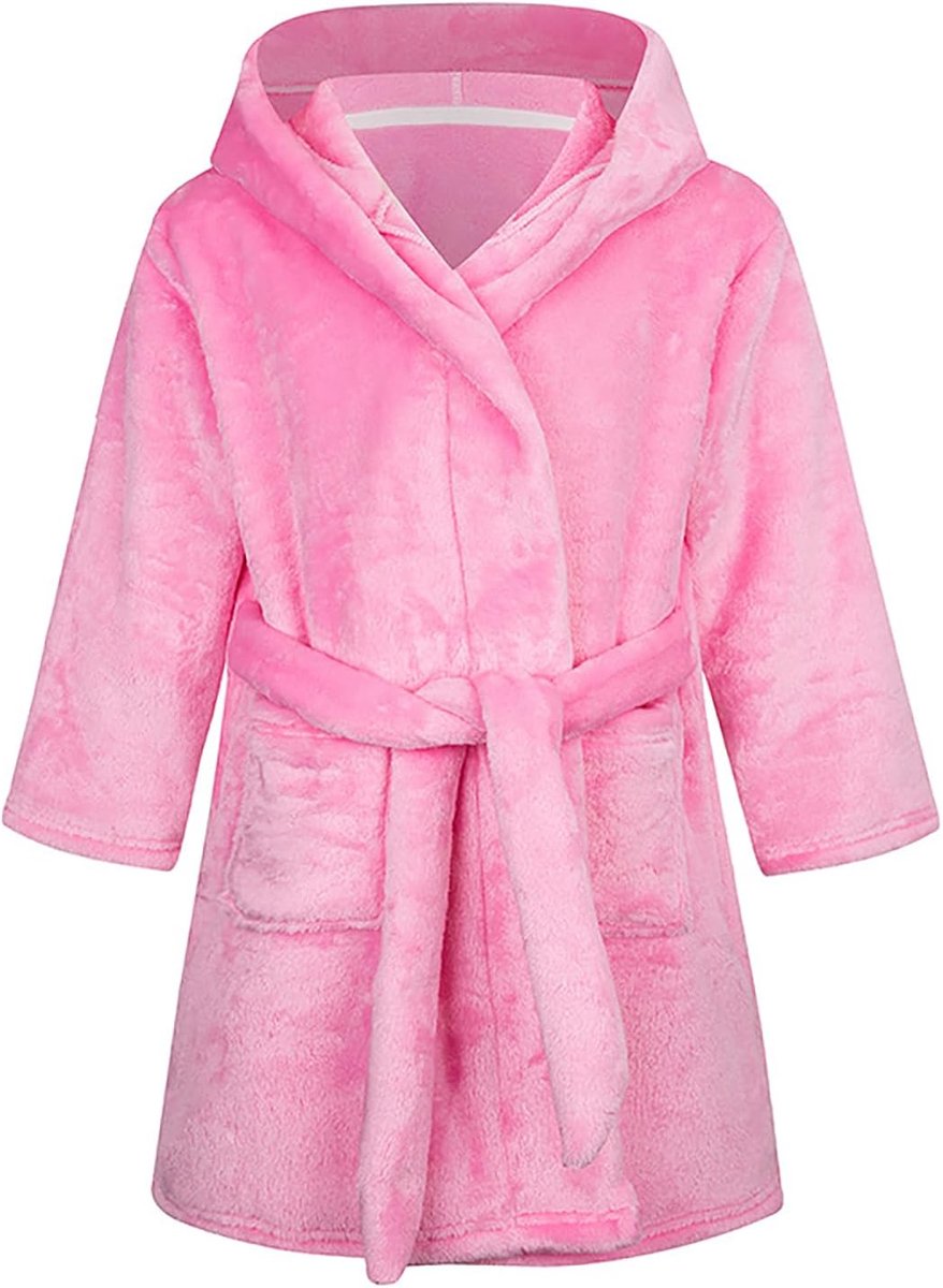 Badjas voor meisjes voor kinderen, effen kleur, badjassen, flanellen fleece badjas met capuchon voor jongens