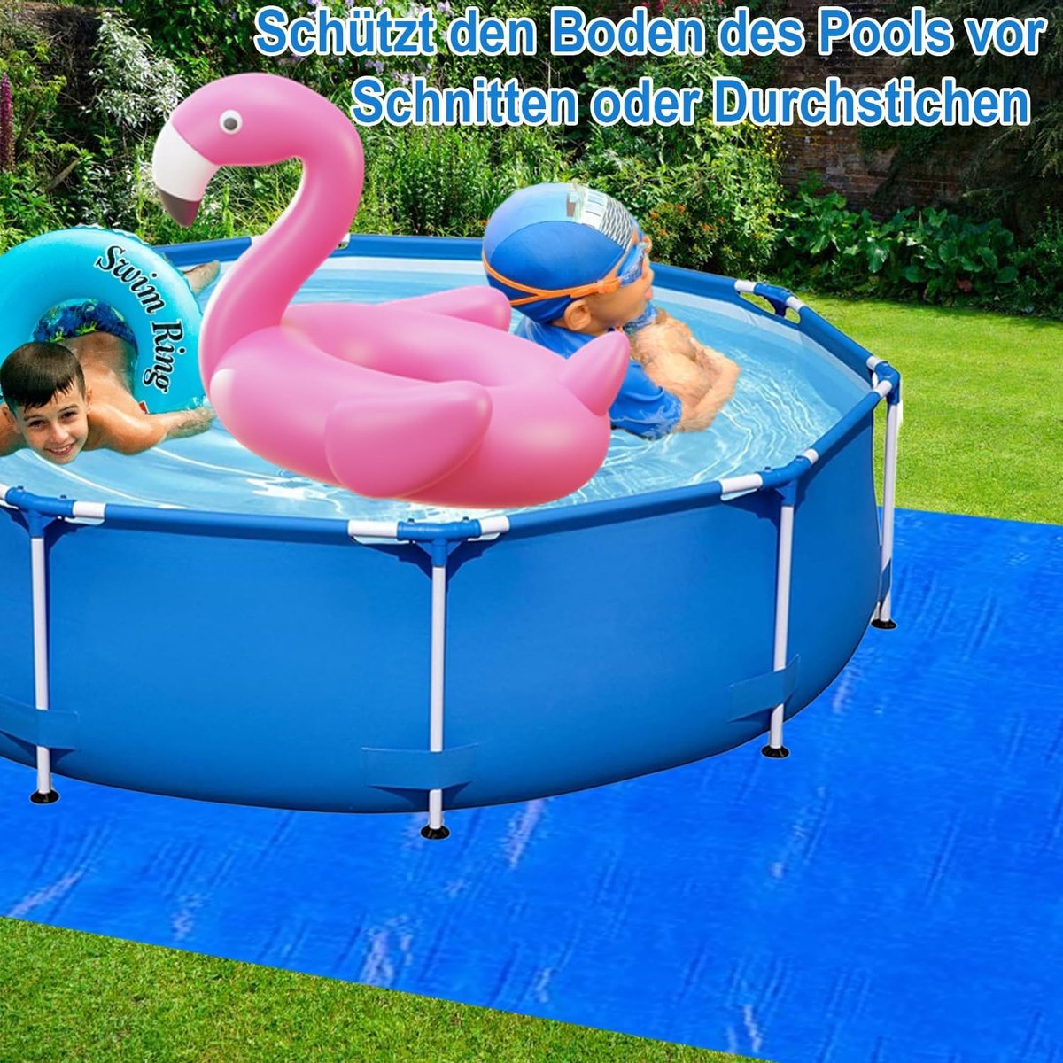 Zwembadzeil, 300 x 200 cm, grondbescherming, PE-polyester, waterdicht en scheurvast, grondzeil voor opstelzwembaden en frame-zwembaden