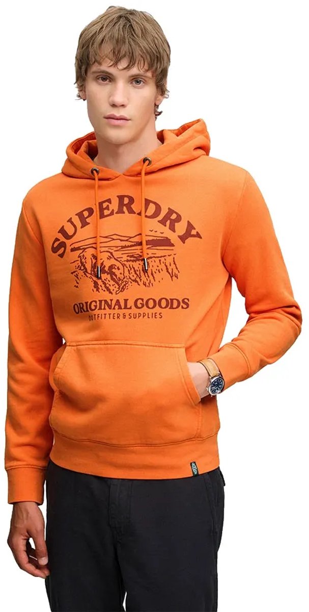 Superdry Outdoor Icon Hoodie relaxed pasvorm Heren Hoodies Barnsteengloedoranje