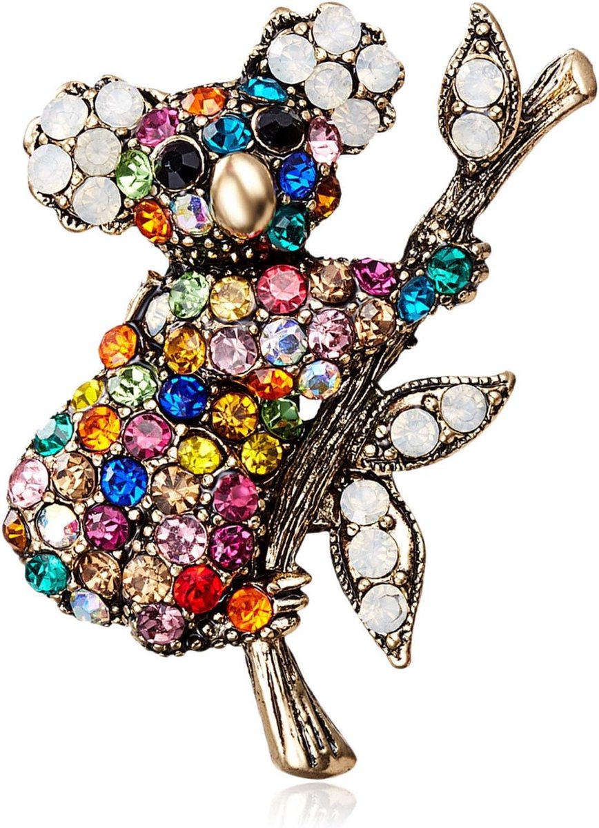 Strass Koala Broche Pin Volledige Diamant Cz Koala Beer Broche Kleurrijke Kristal Vrouw Dier Lapel Pin Corsage Kleding Decoraties Badge Sieraden Accessoires Voor Vrouwen Meisjes,