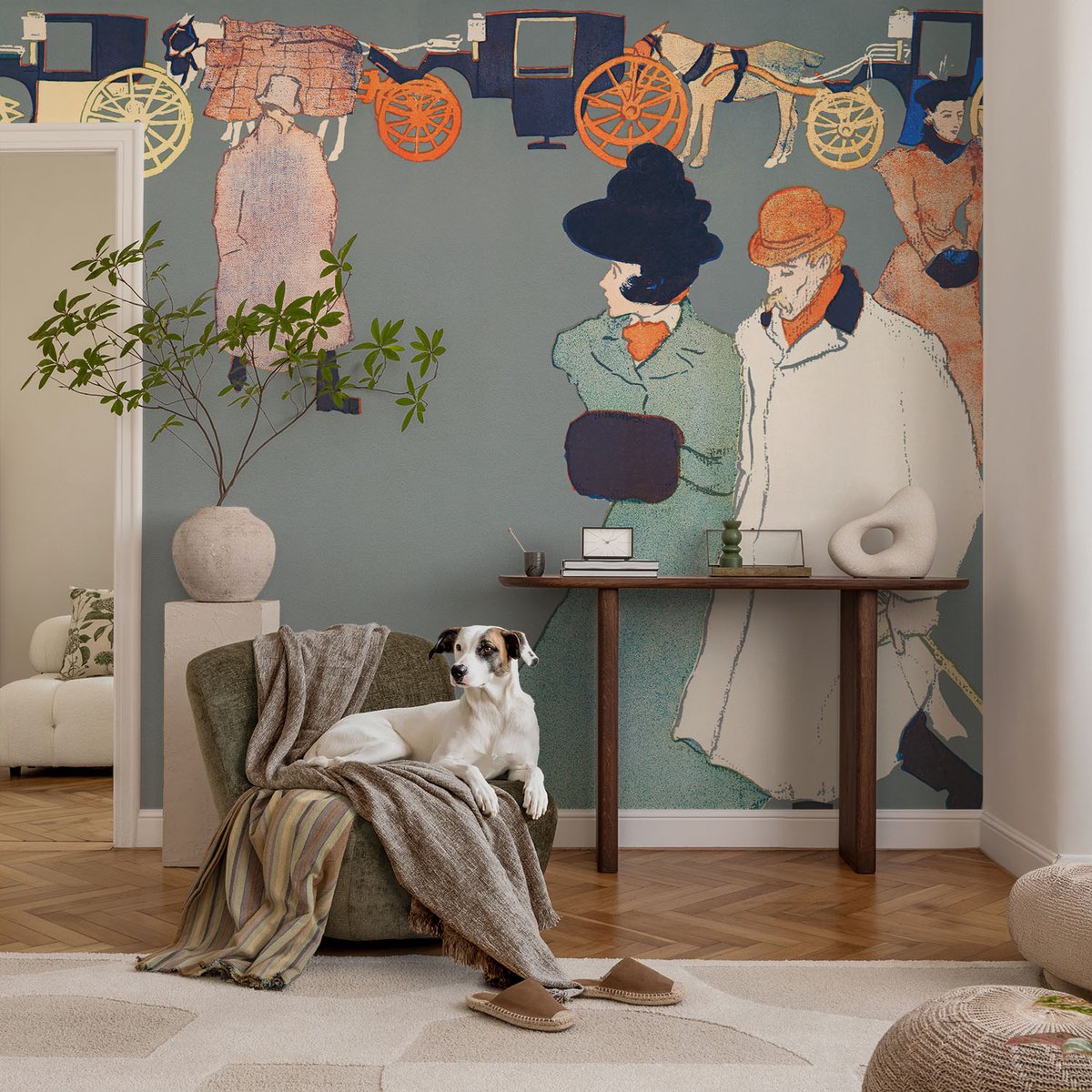 Coloray Vliesbehang - Grijs Snellijm Behang - 416x254 cm - Coach-Kostuums Fotobehang Vlies - Woonkamer behang Mensen - Muurschildering - Woonkamer behang