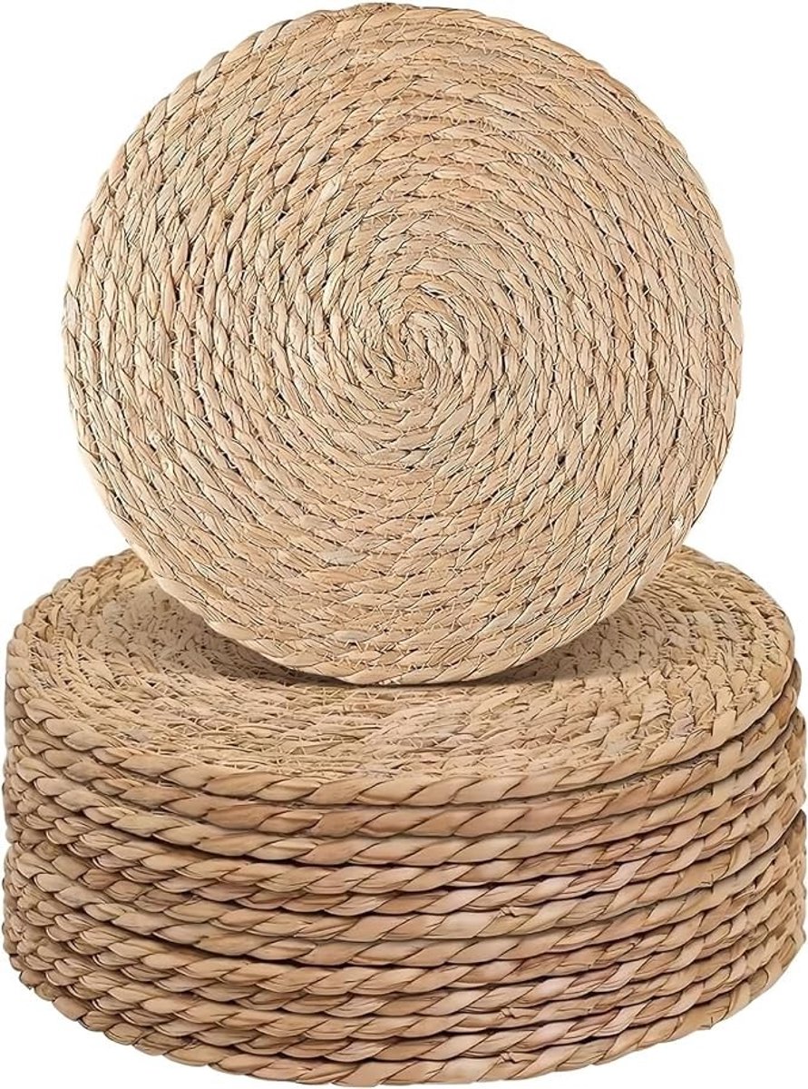 Livatto Ronde Handgeweven Placemats Set van 6 – 33 cm Waterhyacint – Hittebestendig & Antislip – Boho Tafeldecoratie