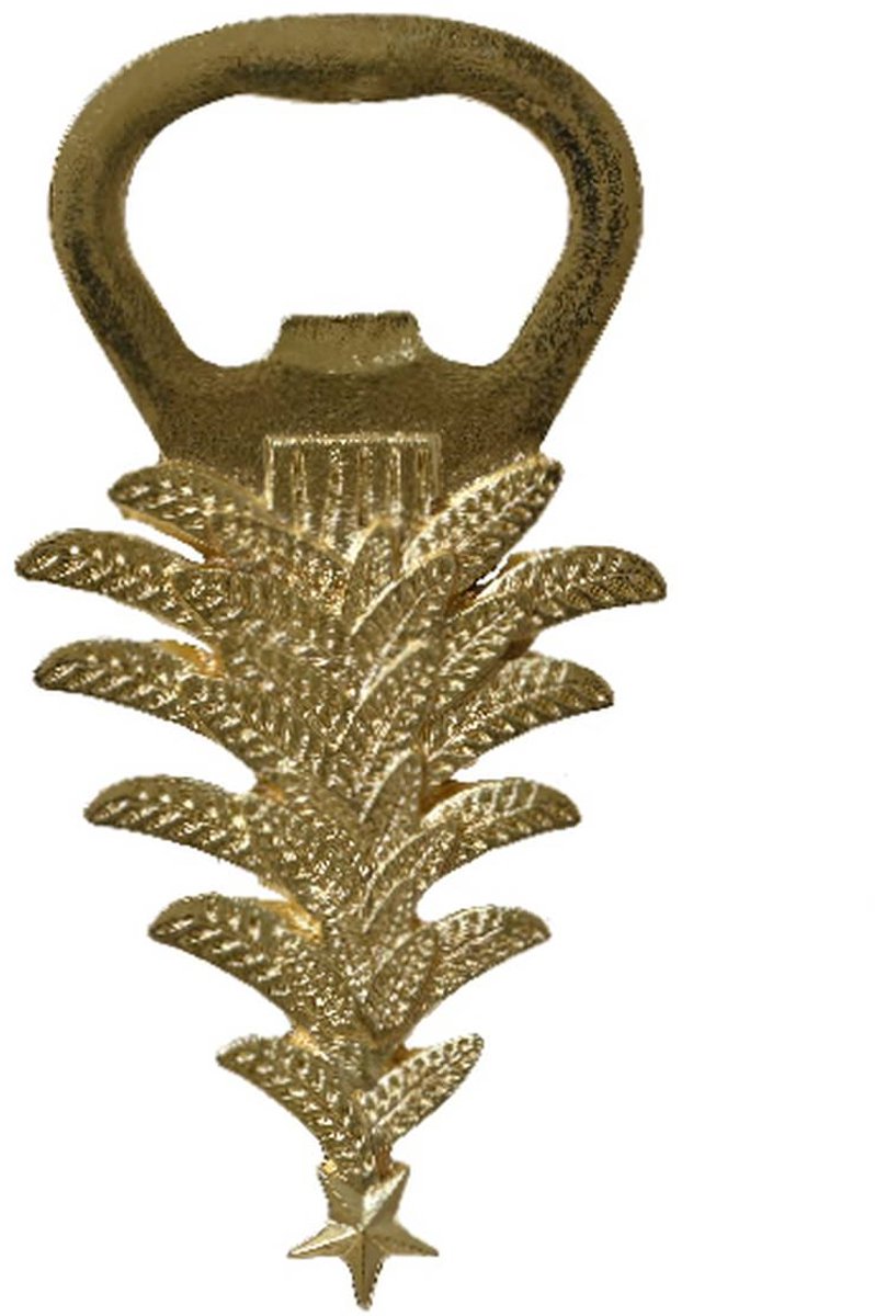 Kaemingk kerst flesopener dennenboom goudkleurig 13,5x7 cm