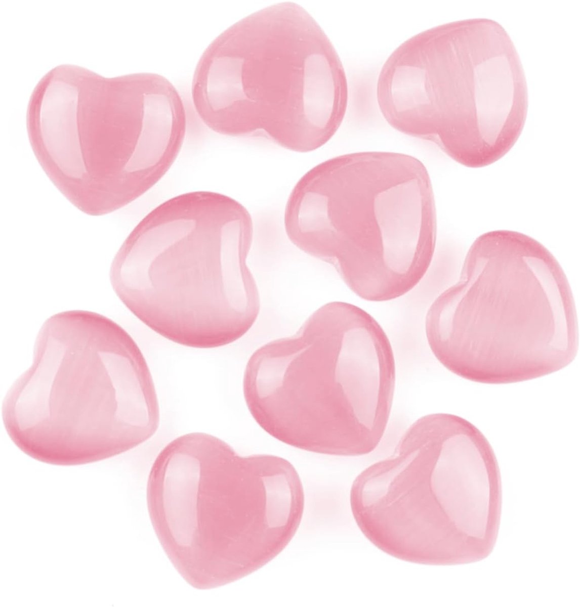 10 Stuks Natuursteen Hart Kristal Gepolijst Palm Stone Rozenkwarts Love Healing Gem Roze