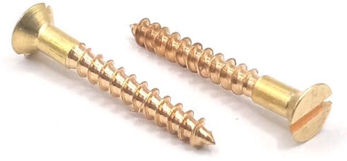 Houtschroeven verzonken kop met sleuf, messing, 5 x 100 mm, 10 stuks