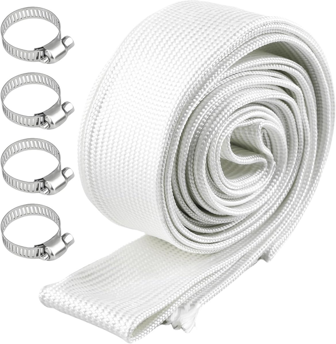 Afvoerslang 400 cm - glasvezel - met 4 clips - voor staande heater - hittebescherming