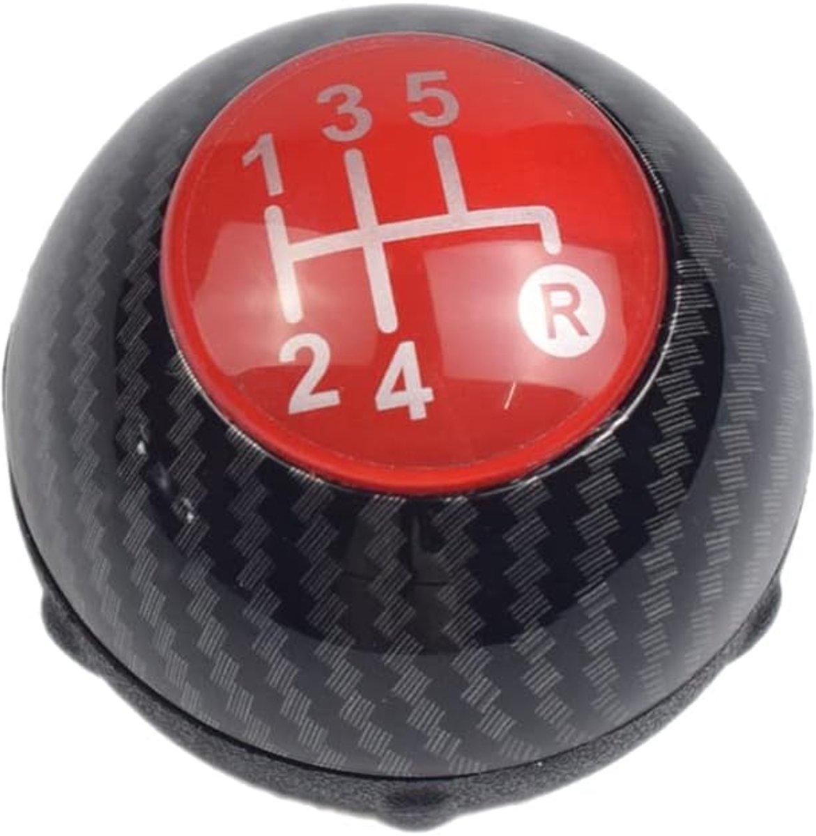 -Fi-at 500 2012-2018 Auto Versnellingspookknop Hoofd Lederen Stok Shifter Hendel Handbal (5 Speed - Koolstofvezel Rode Cover)