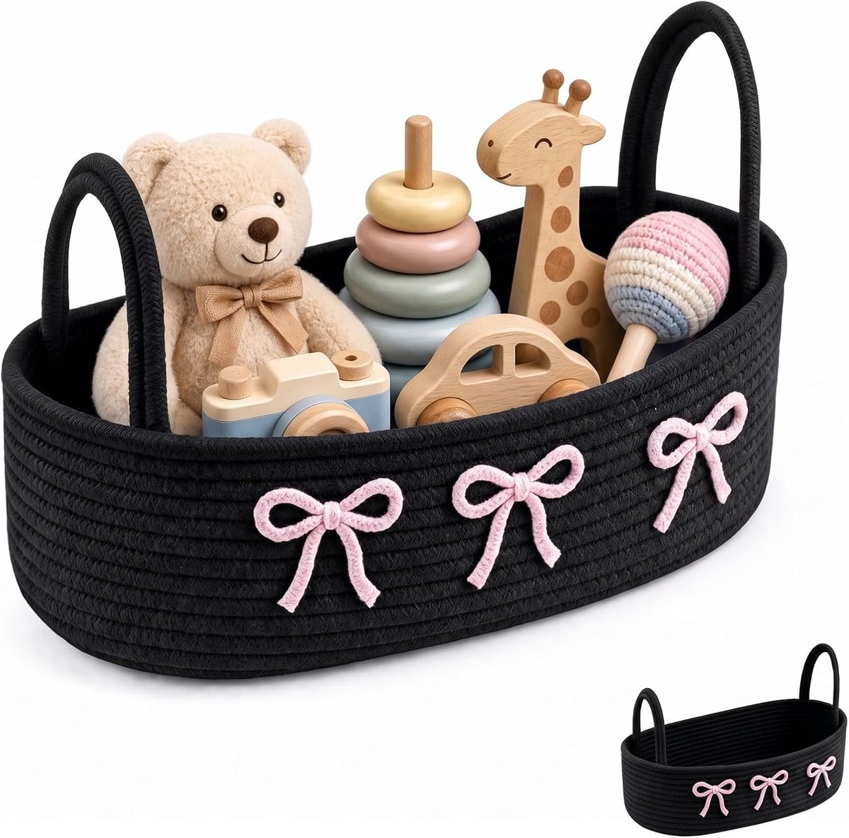 Decoratieve mand, mand met geschenkzakjes en strikken