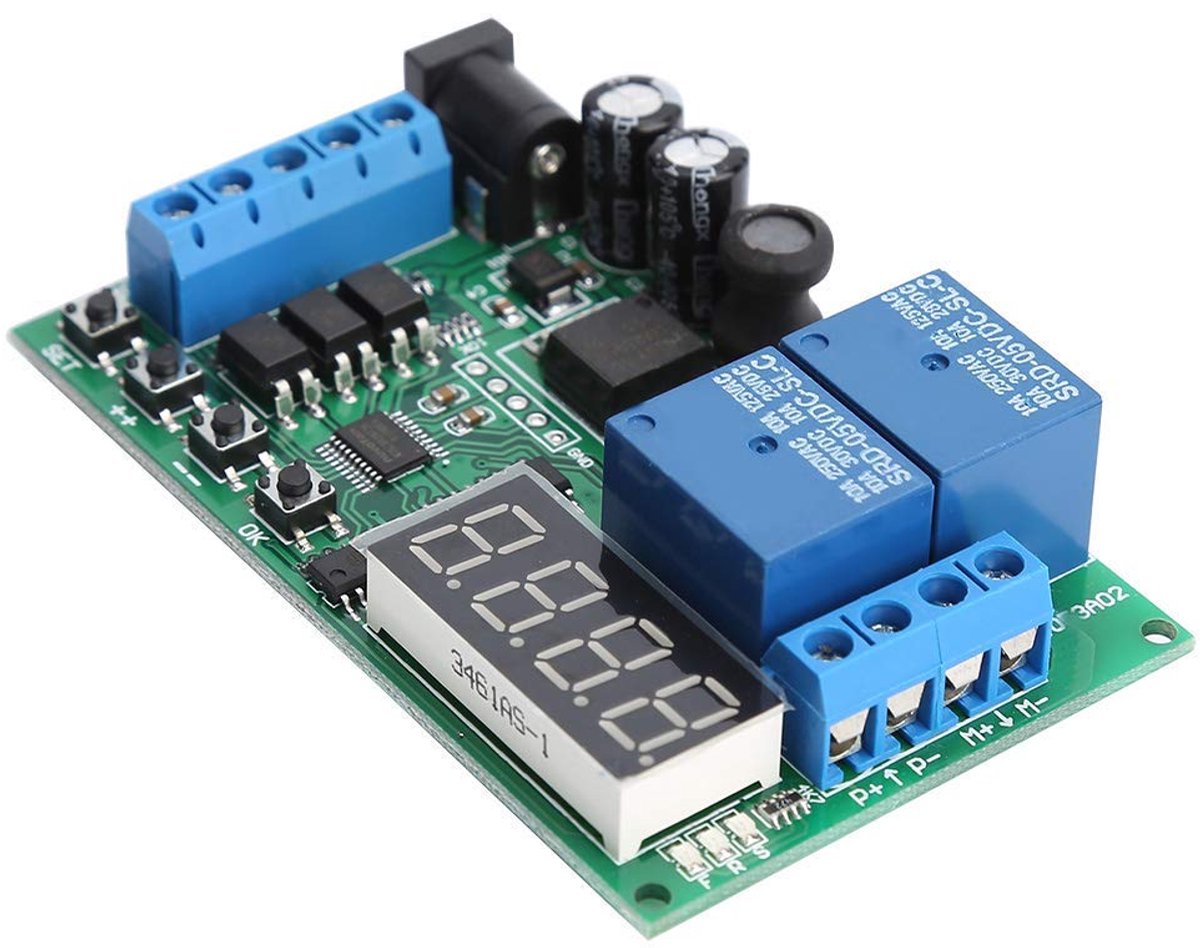 Motorcontroller 5V - 24V - Vooruit Achteruit - Tijdrelais met LED - Geschikt voor motorbesturing