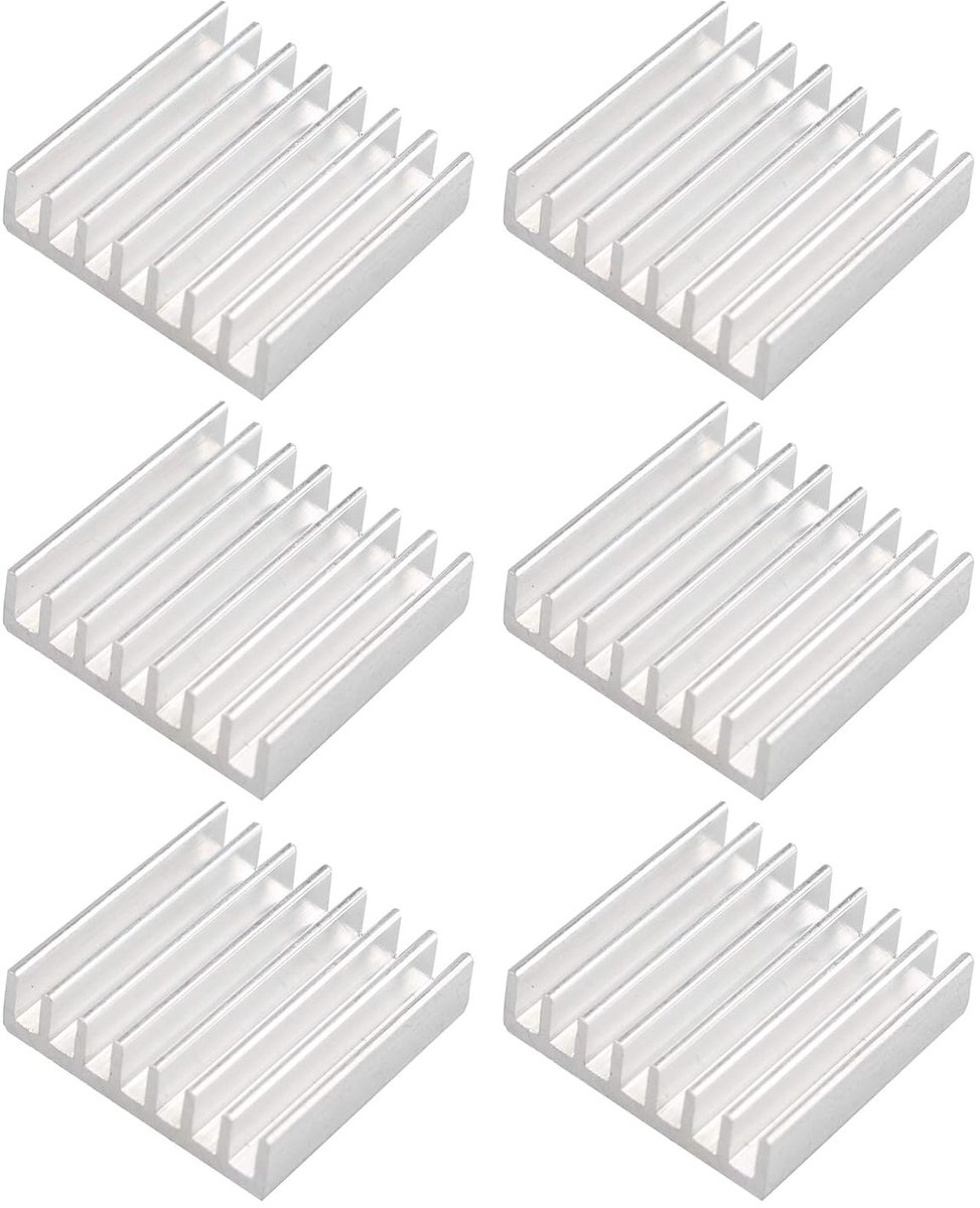 Koellichaam 6 stuks - Aluminium - Koelvin voor WiFi-routers - Zonder thermische tape - 22 x 22 x 6 mm