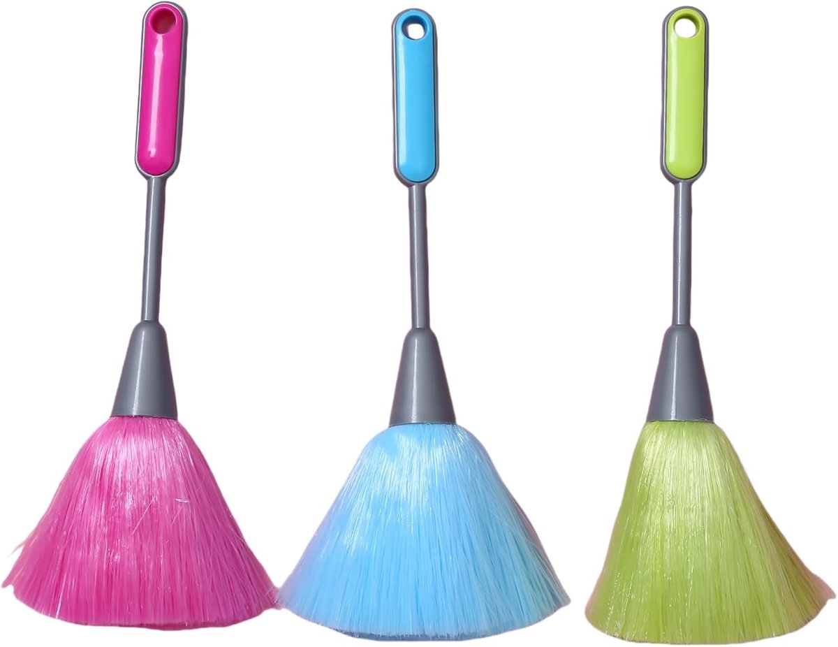 Schoonmaakborstel 3-delig - Fluffy stof - Microfiber - Voor toetsenborden en ramen