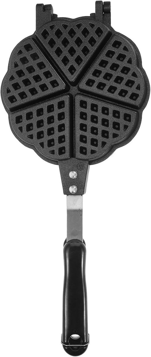 Hartvormige wafelvorm van aluminiumlegering: dubbelzijdige antiaanbakwafelmaker voor restaurant en café - Krokante dessertpannenkoekenpan - Vintage bakgerei