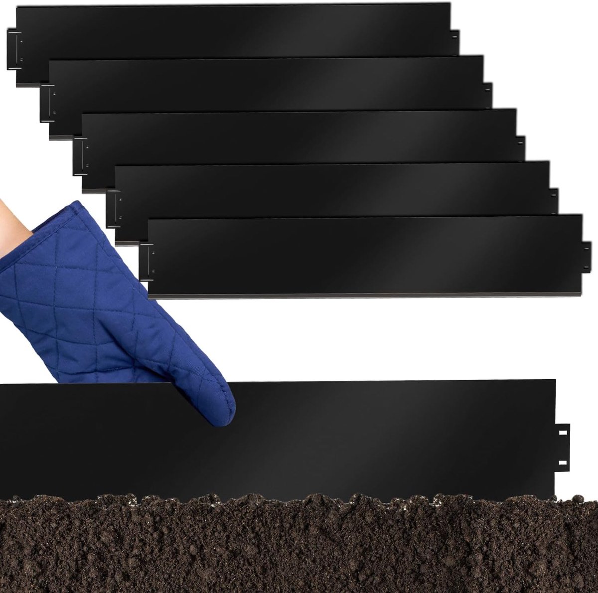 Verzinkt metaal, bloembedrand 5 m, 10 m, 15 m, 20 m, 25 m, 30 m, 35 m, 40 m, 45 m, 50 m, 100 x 15 cm of 100 x 18 cm, flexibele vervormbare bloembedomranding, zwart (lengte 20 m -