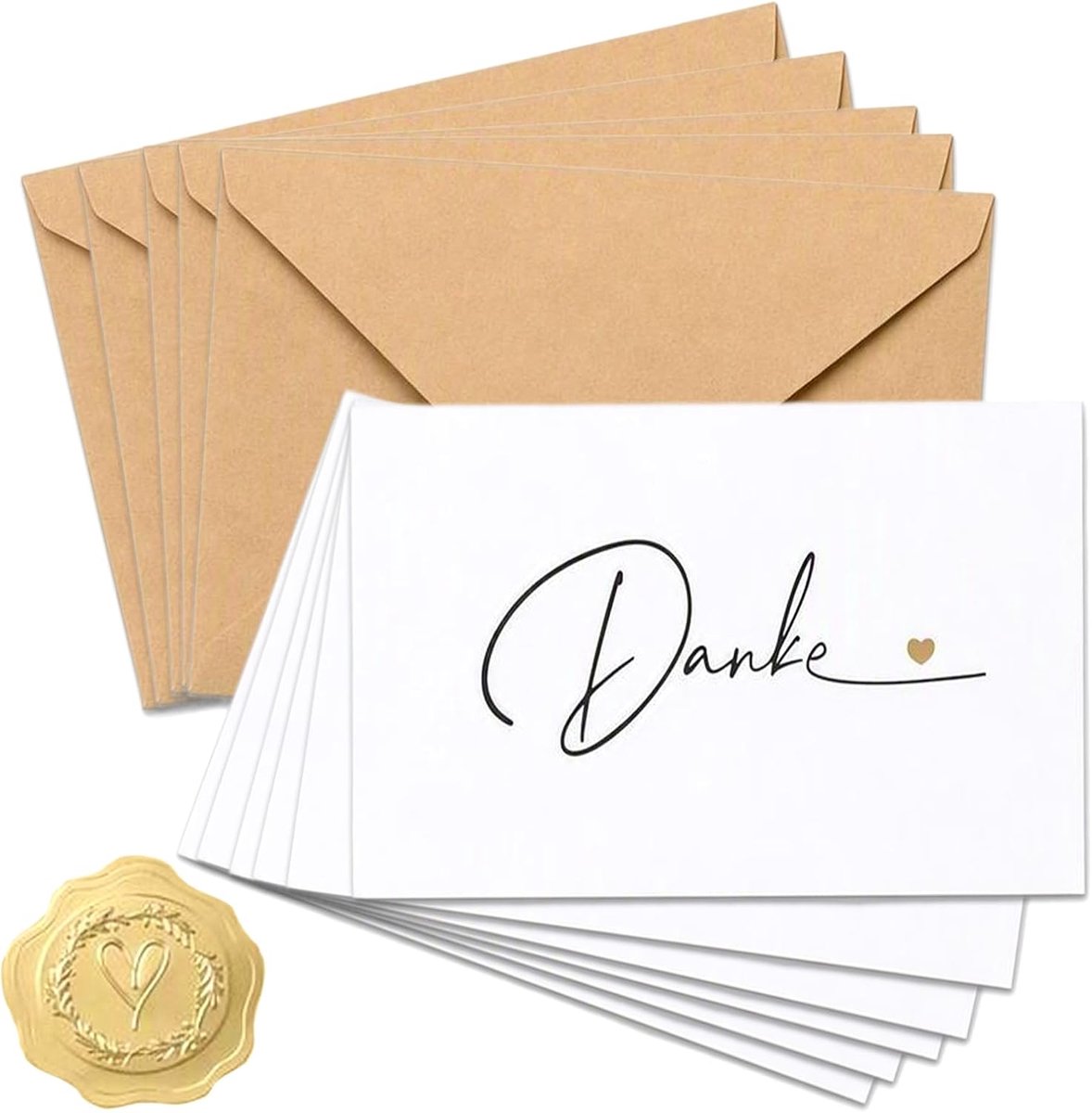 Bedankkaartenset met enveloppen en stickers, 9 x 14 cm, 20 stuks