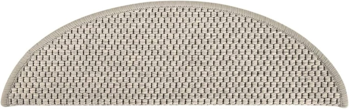 Trapmatten, halfrond, antislip, wasbaar, sisal, zilverkleurig, 56 x 20 cm