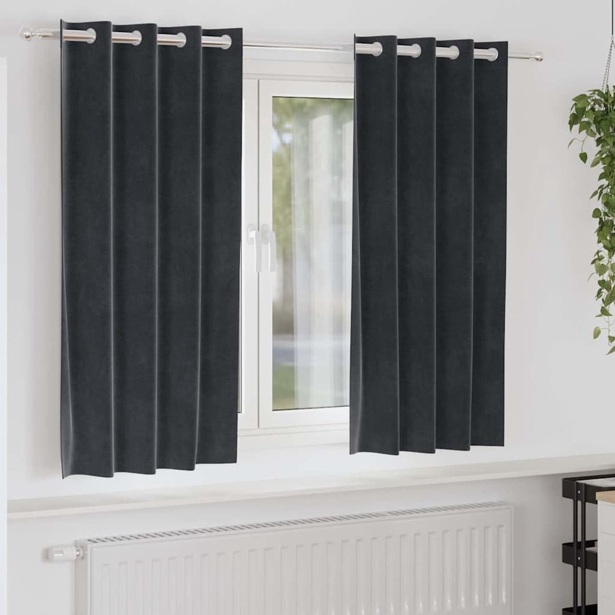 Fluweel, lichtwerende gordijnen, slaapkamer, met stoffen lussen, voor effectieve verduistering en privacy, 2 stuks, donkergrijs, 140 x 175 cm, donkergrijs