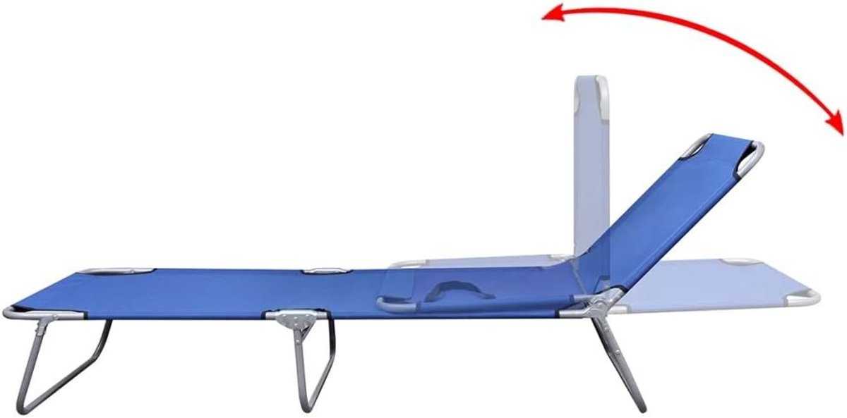 Opklapbare ligstoel met verstelbare rugleuning van staal en polyester, maximale draaglast 120 kg, 189 x 58 x 27 cm, blauw