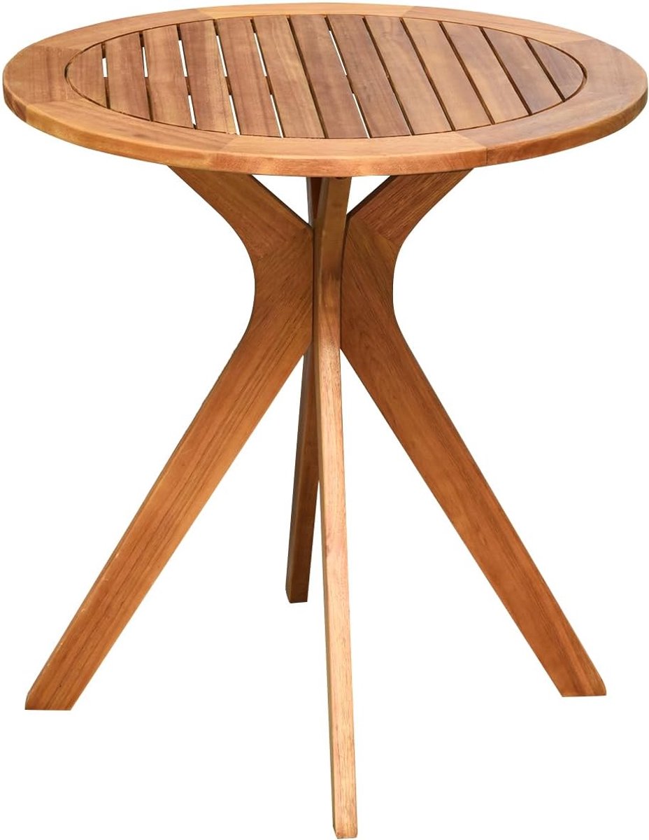 Salontafel voor buiten, eucalyptushout, ronde bijzettafel, φ70 cm, met kruispoten, bistrotafel, stijl voor tuin, terras, salontafel, tuin, 70 x 70 x 76 cm