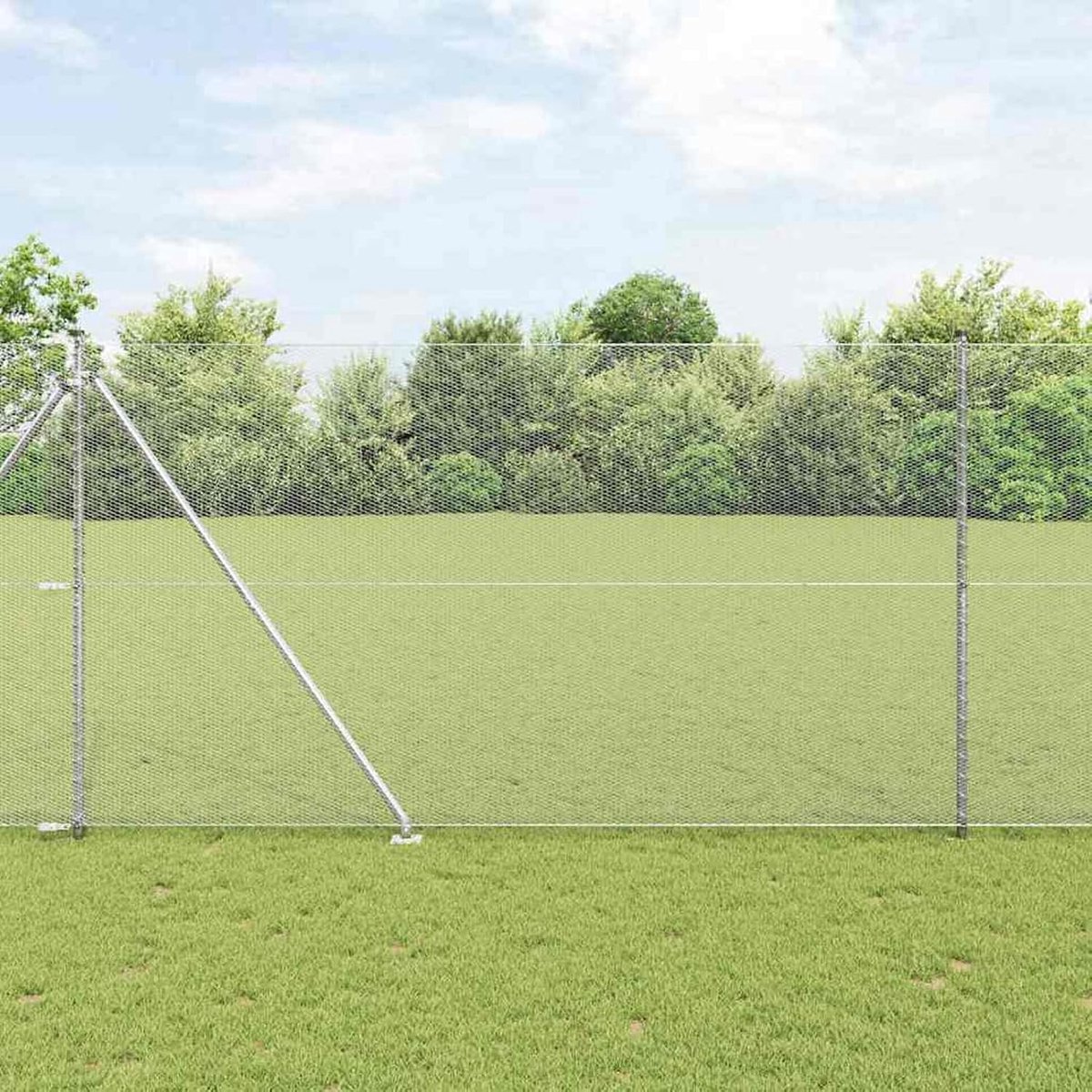 Zeshoekige omheining, 1,6 x 25 m, hekpalen met punt, 13 stuks, Ø 32 mm, 180 cm, verzinkt staal, stabiele stalen palen voor tuinhekken, landbouw, wilgennetten, kippengaas, 3353392