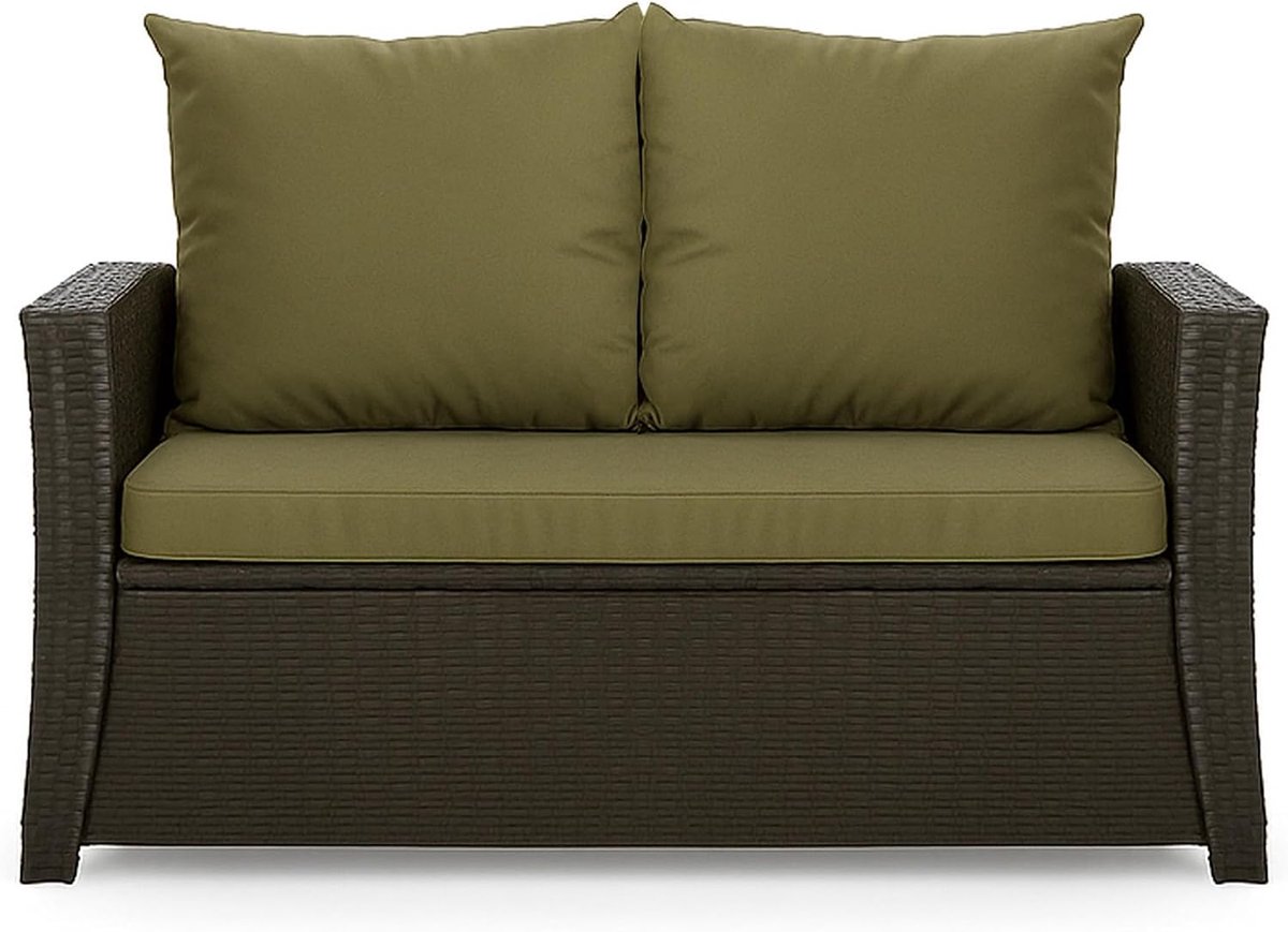 Outdoor zitkussen, voor tuinbank van polyrotan, voor buiten, bankkussen, voor schommelbank, rotan, zitbank, groen, 110 x 60 x 50 cm