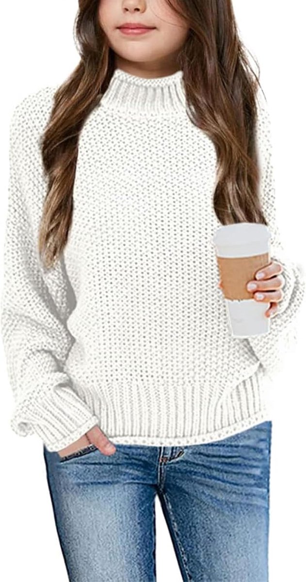 Meisjespullover winter rolkraag gebreide trui lange mouwen gebreid casual 5-14 jaar