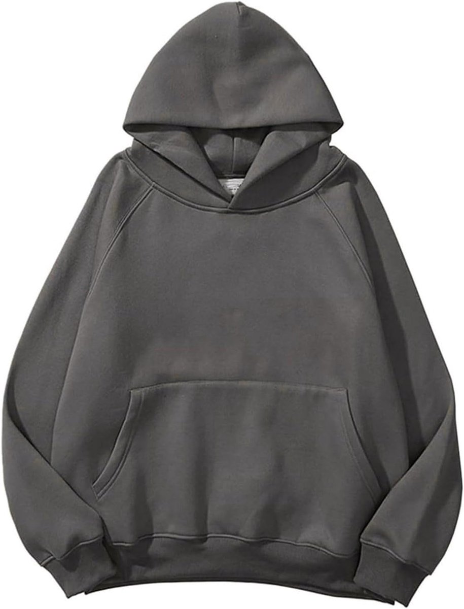 Solide basic fleece letter hoodie losse trui lange mouwen zak druppel schouder trui top