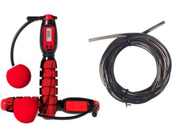 Jump Rope, Multifun Speed ​​springtouw met Calorie Counter, Foam Handle, voor training en fitnesstraining voor mannen vrouwen en kinderen,Red