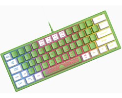 60% Gaming Keyboard Wired Membraan Game Toetsenbord met Compact 62-Toetsen Mechanisc Feel Groen & Wit Dubbele Kleur Keycaps, Optisch Chroma RGB-Verlichting, UK Layout for PC Laptop Computer Mac