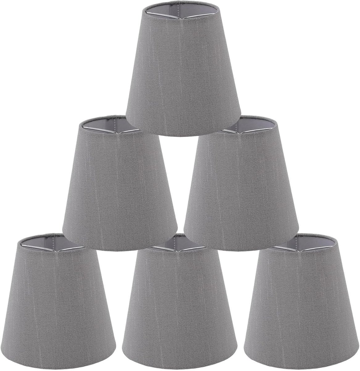 Clip op Lamp Lampenkap, 6 Stuks Grijze Stof Lampenkappen E14 Bureaulamp Schaduw Kleine Vloer Lampenkap voor Tafel Kroonluchter Wandlampen