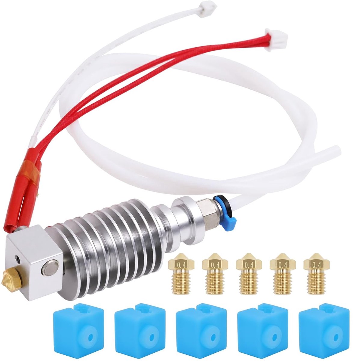 Kit voor Anycubic Mega S, 3D-printer, gemonteerde hotendkit met 5 siliconen sokken en sproeiers voor Mega en Mega S-filament 3D-printers