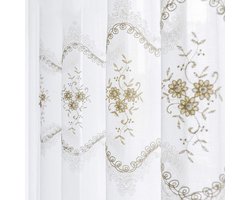 Bandezid Geborduurd/pure gordijnen, luxe/tule/parel/kant/gordijn, wit/lichtfiltering/raamgordijn/voor woonkamer slaapkamer/haken up-wit. 150 * 270cm