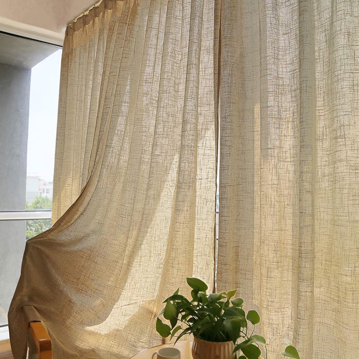 Verduisteringsgordijn, effen kleur Japanse stijl gordijnen voor slaapkamer verduisterende raamgordijn, haken top-linnen 400x270cm (157x106inch)