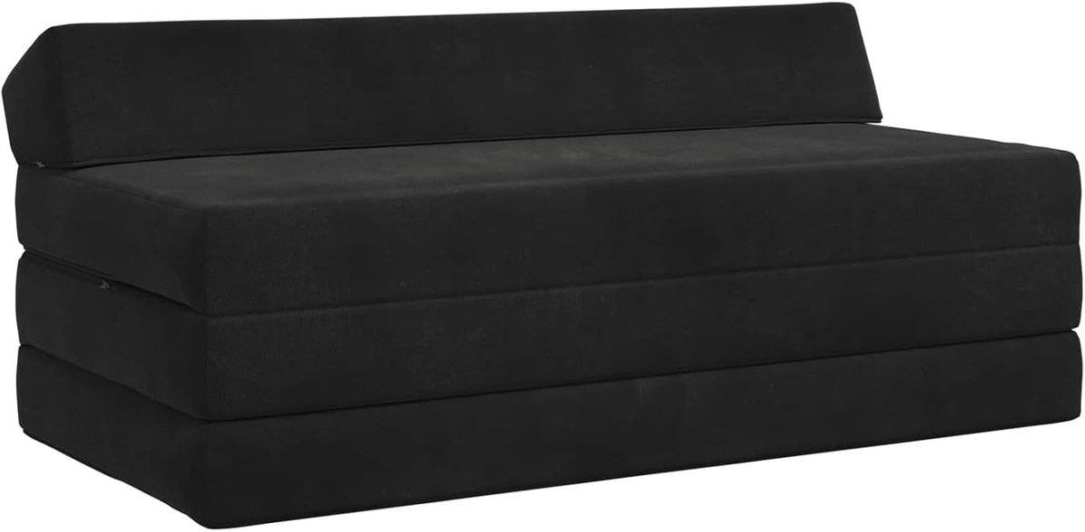 Klapbank, bed, zwart, 120 x 60 x 49 cm, fluweel, converteerbare loungebank als logeerbed, boneless bank, vloerbank voor woonkamer, slaapkamer