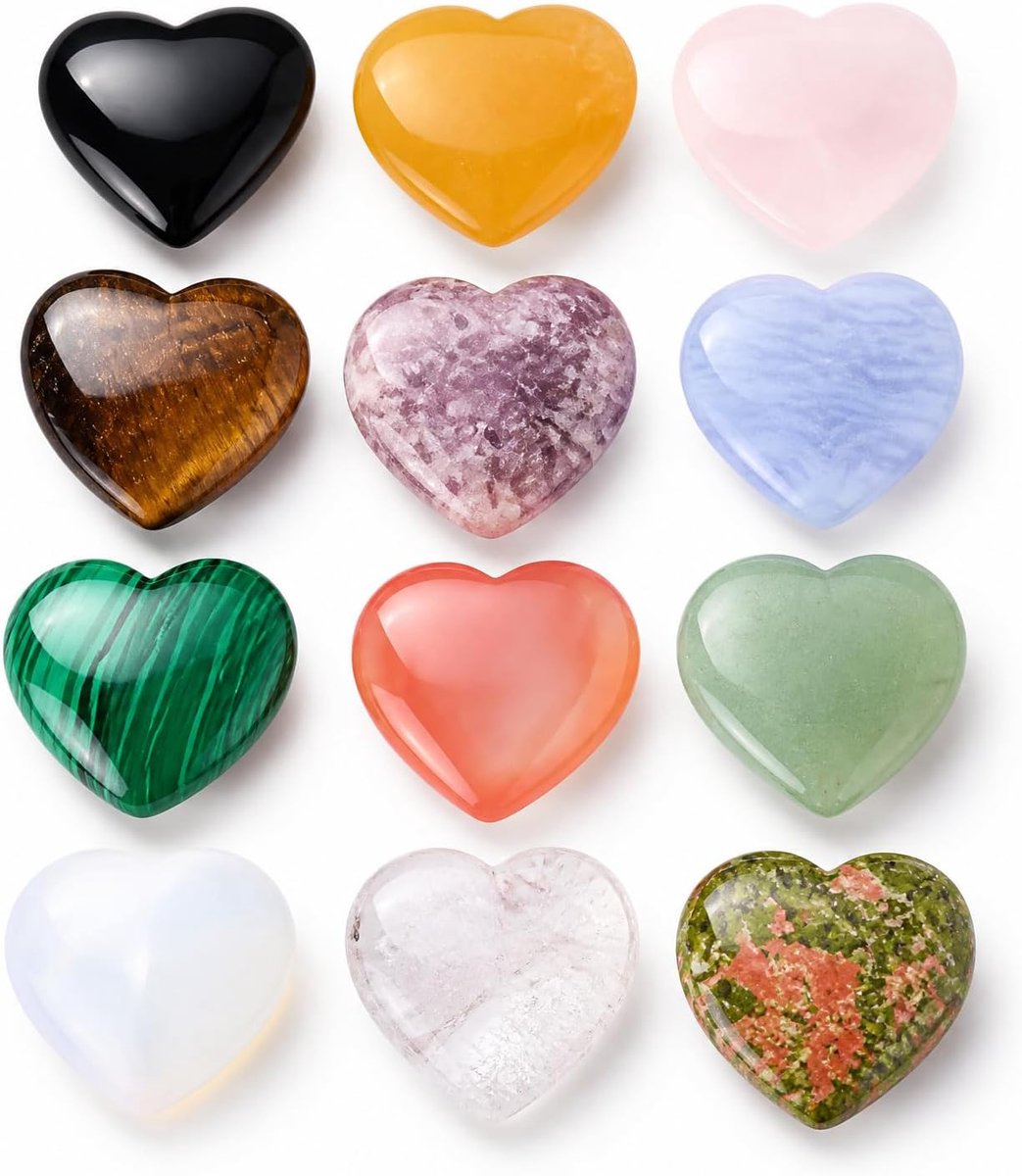 Helende stenen hart edelstenen set