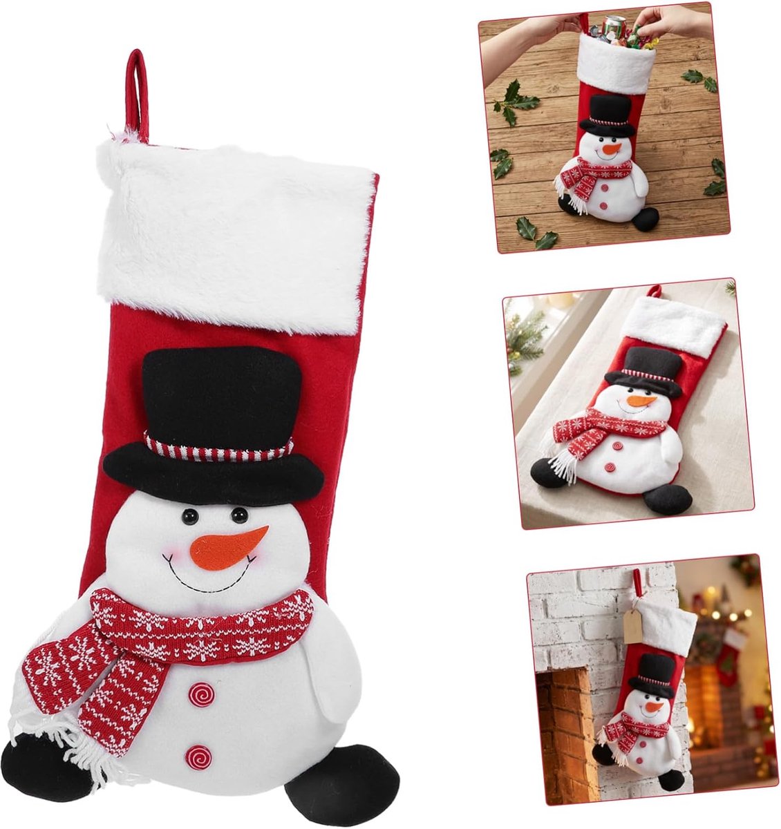 Sneeuwpop Polyester Hangend Cadeautasje voor Open Haard Mantel Kerstboom Decoratie