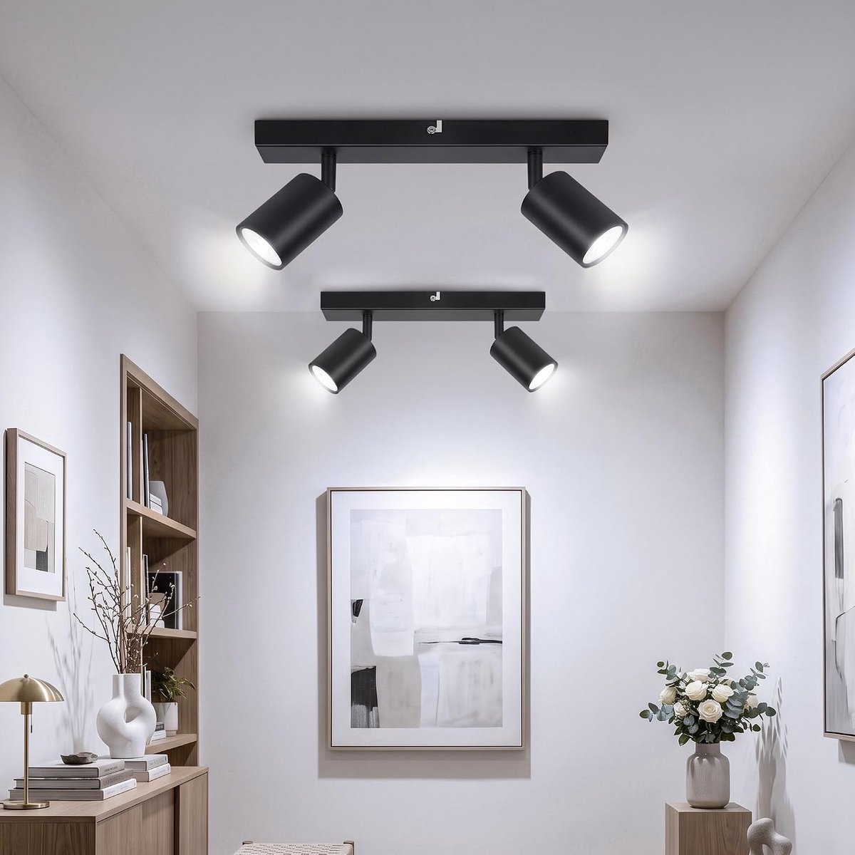 2 stuks plafondlampen, draaibaar, zwart, plafondlamp, 2 spots