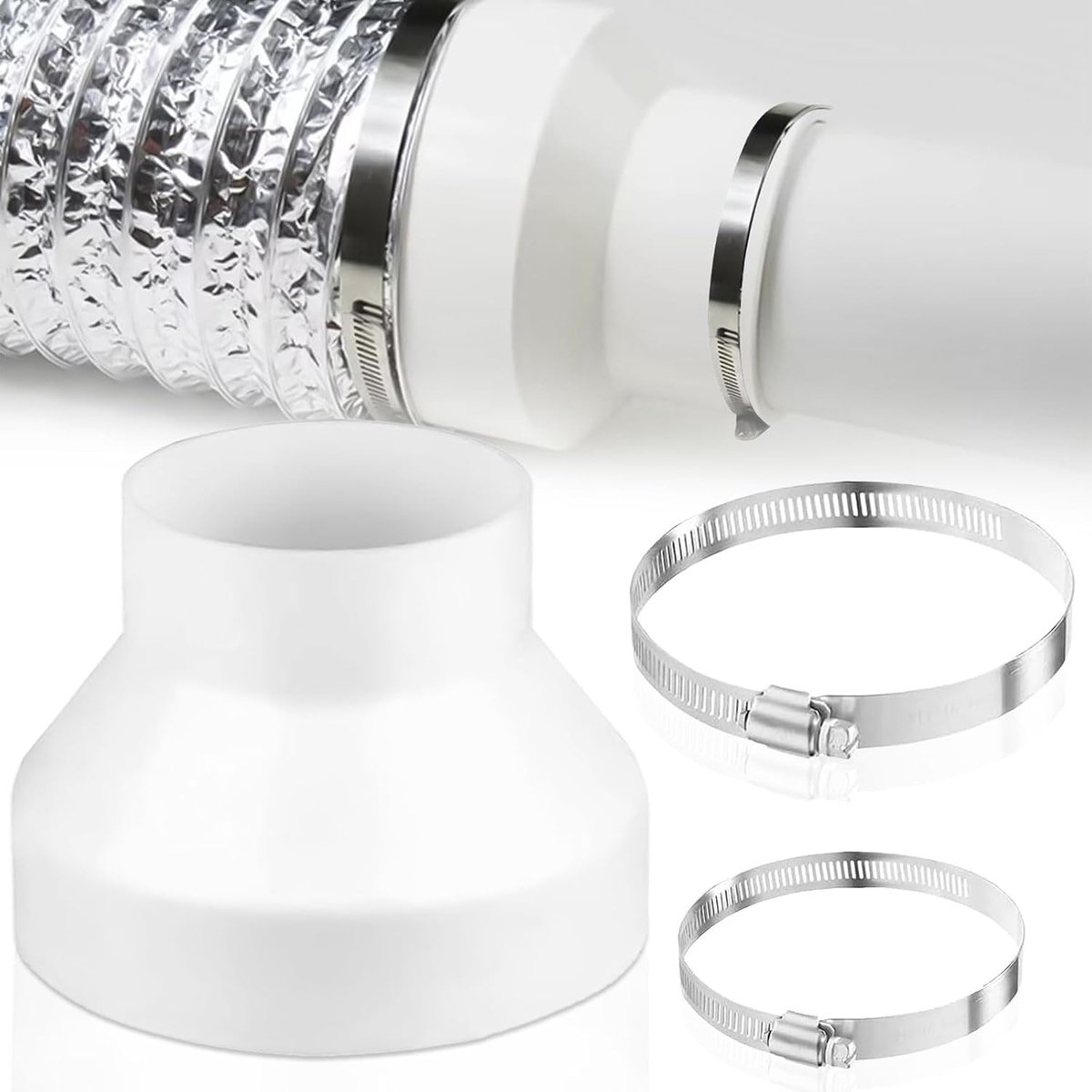 150 mm, airconditioningsslangadapter, verloopstuk, afvoerslang, reduceerstuk, voor ventilatie, ronde buizen, ventilatiesystemen, ABS-reductiebuis