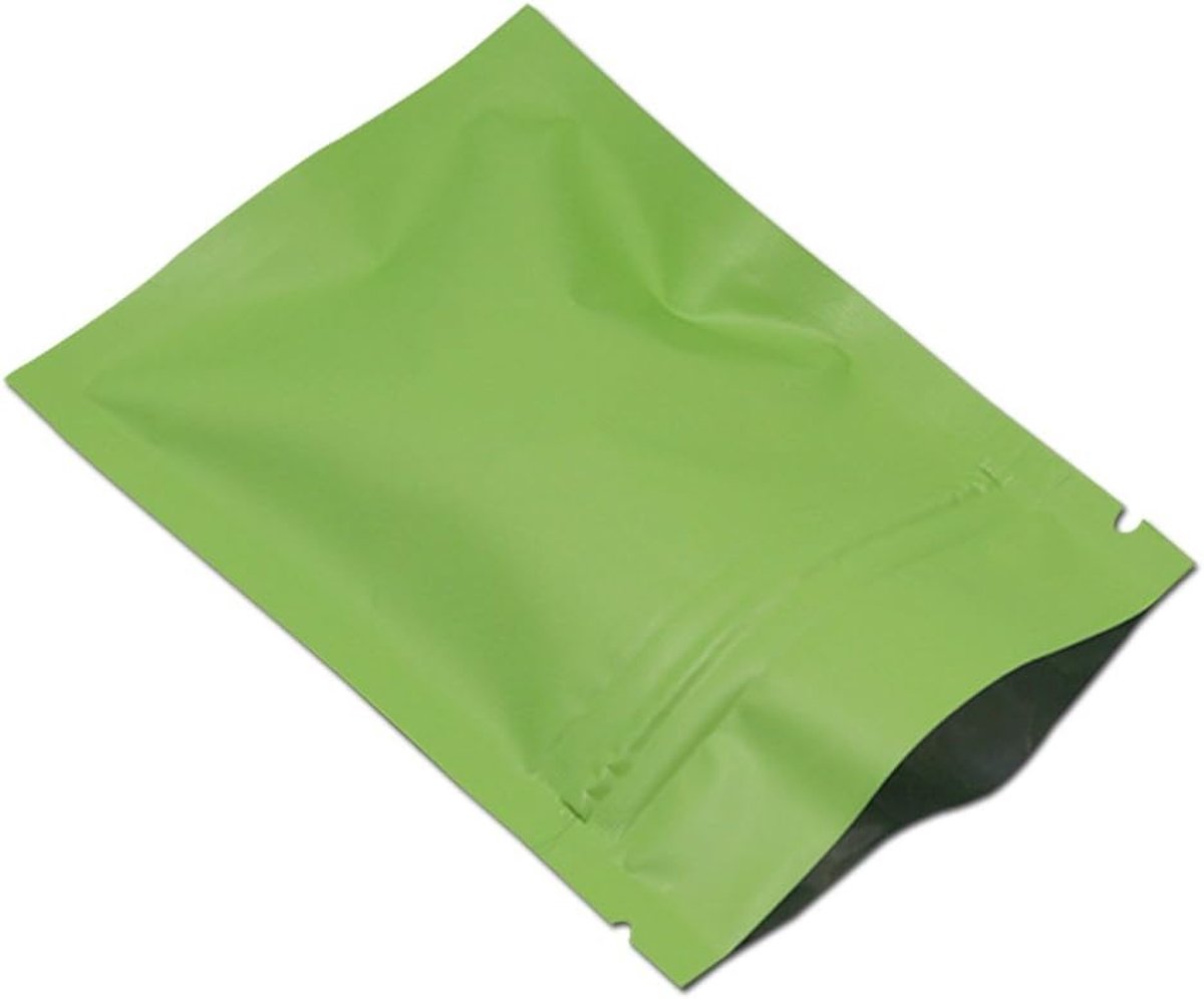 100 Stuks Matte Aluminium Folie Verpakkingszak Zip Self Seal Flat Bag Voedselopslag Geurbestendige Mylar Zakken (Mat Groen, 15x22cm (5.9x8.6 inch))