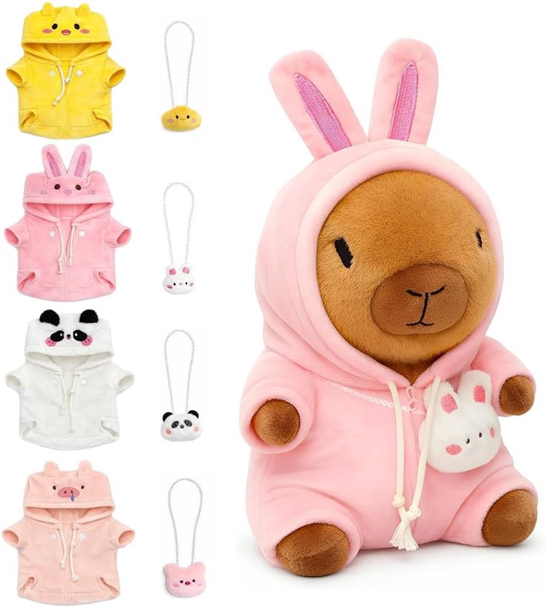 (9-delig), 23 cm grote capybara-knuffel met kleding en tas, schattige capybari-knuffel, pluchen speelgoedpop voor kinderen