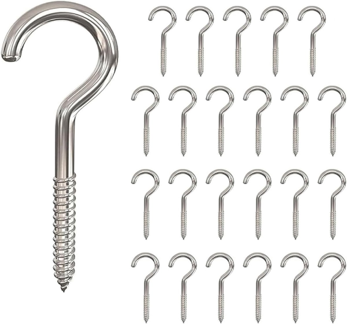 Haken, open oogbeker, inschroefbaar, plafond, vernikkelde haken, binnen- en buitenmuur voor hangende planten, kopjes, keukenkastplank (6,6 cm)