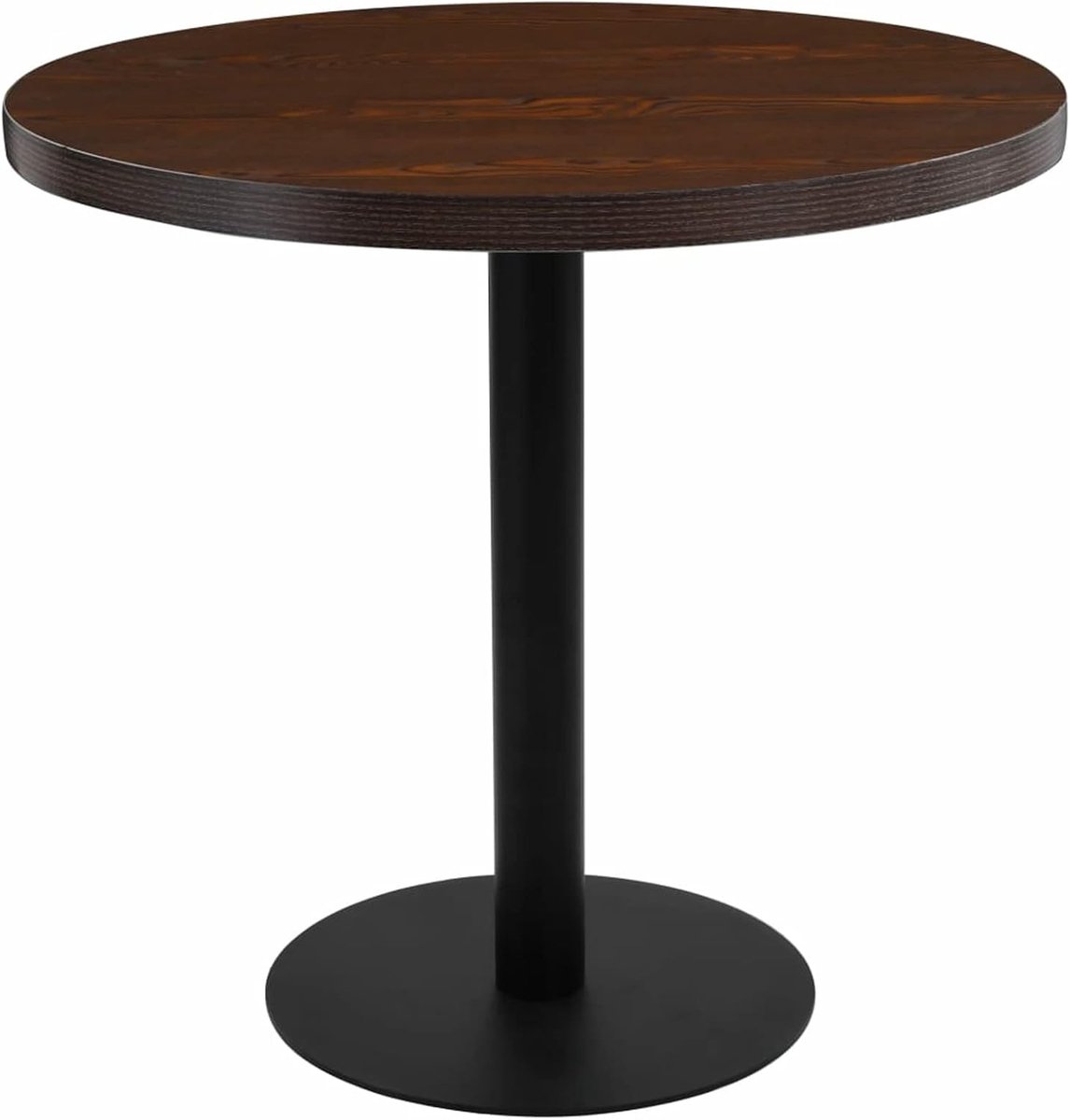 Bistrotafel, salontafel, voor keuken, café, restaurant, ronde eettafel, bartafel, ronde tafel, bistrotafel, ontbijttafel, donkerbruin, 80 cm, van MDF