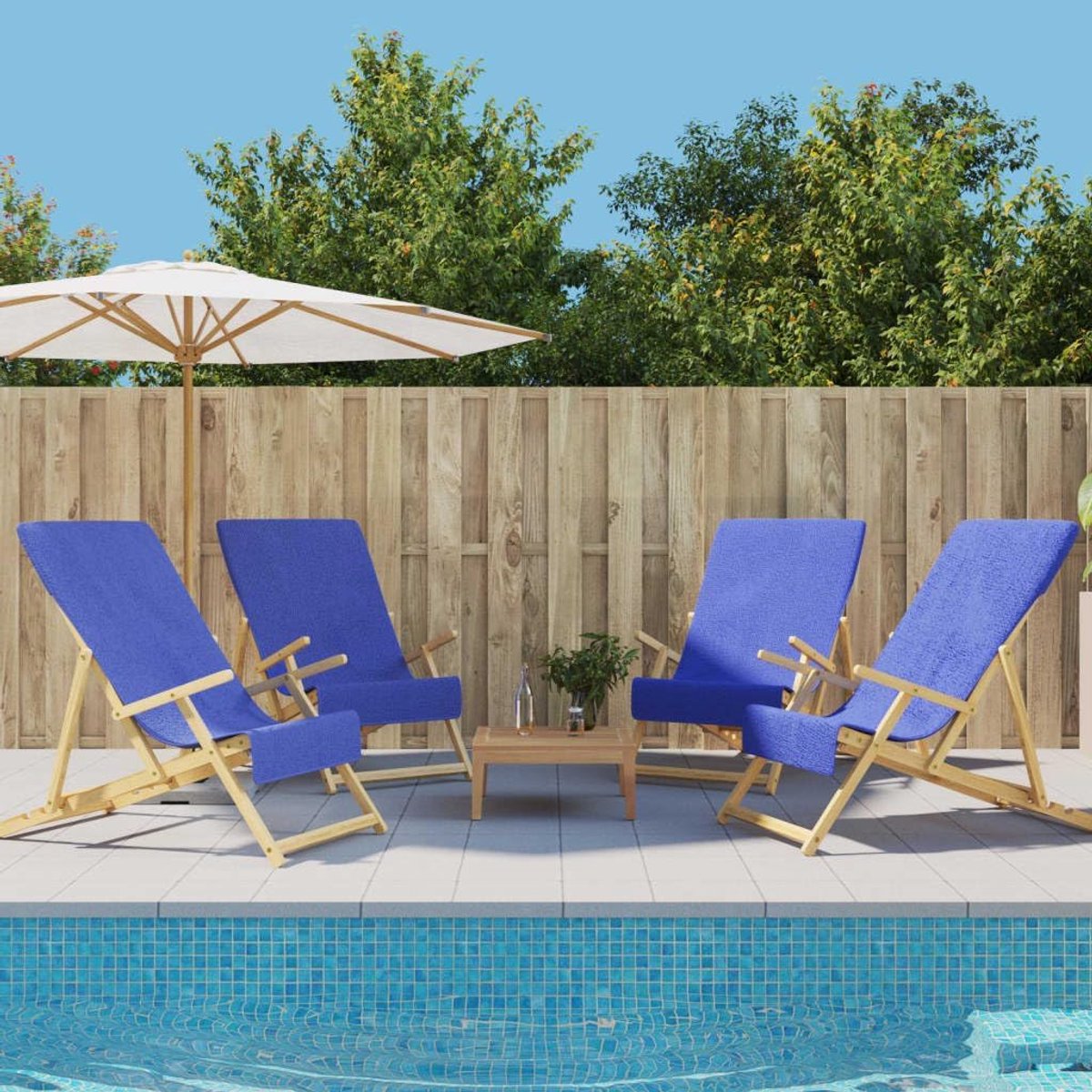 Set van 4 strandhanddoeken, zwembadhanddoeken, 60 x 135 cm