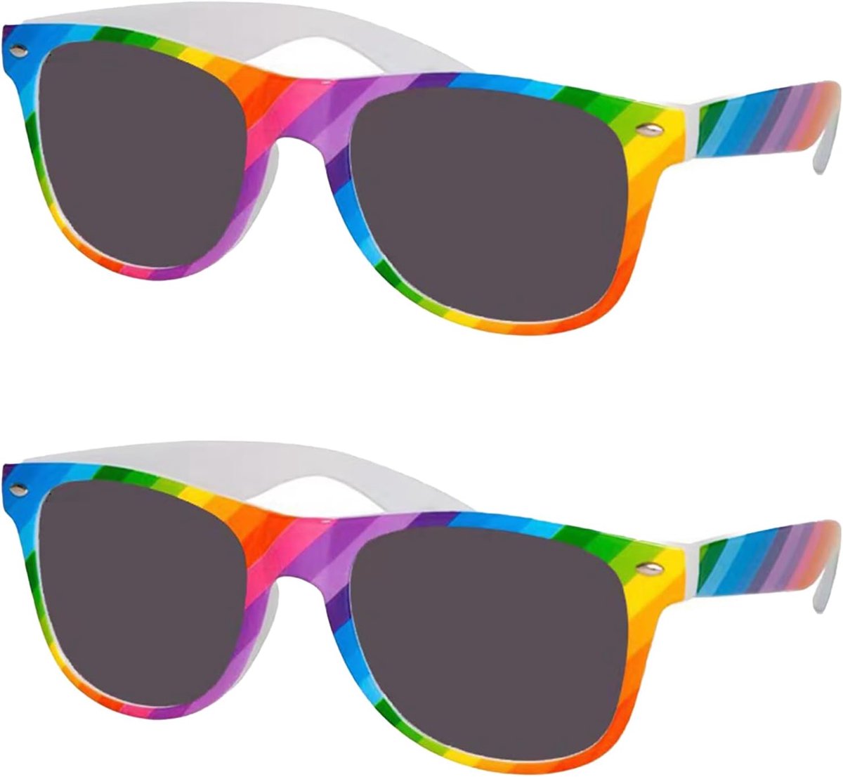 Regenboogzonnebril, 2 stuks, gay pride en CSD-feestaccessoires voor dames en heren, hippie-stijl, voor festivals en dagelijks gebruik, 2 stuks