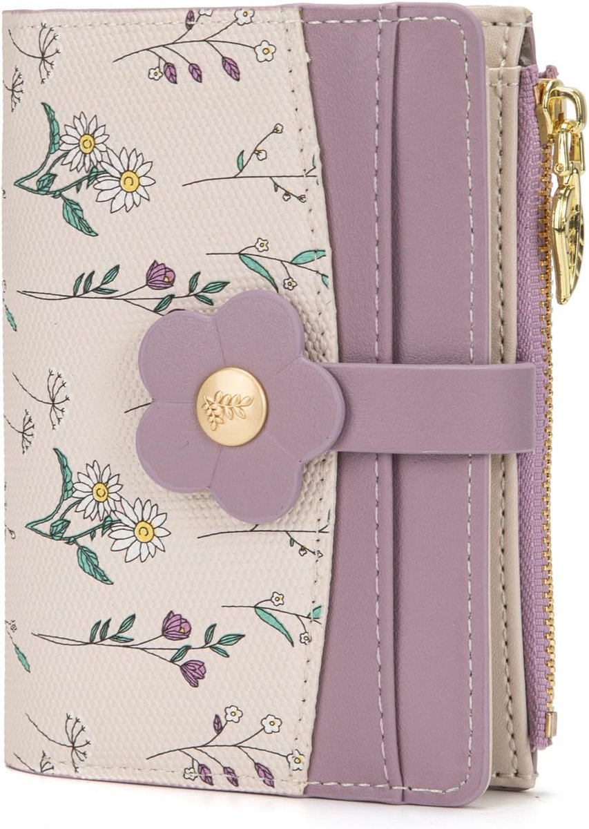 dames kleine portemonnee lederen portemonnee dames met muntenvak kleine portemonnee slim wallet, lila